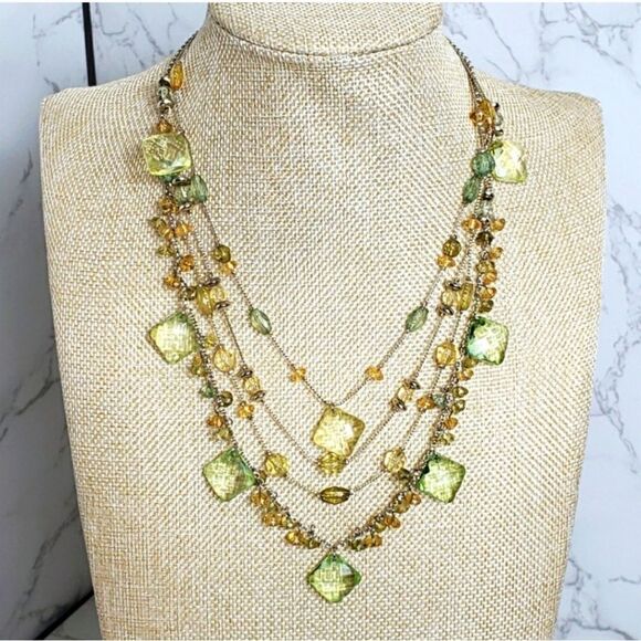 F1 Goldtone Multi-Strand Resin Beaded Necklace - Picture 1 of 5